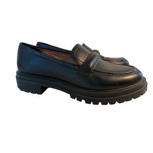 Madewell Size 8.5 Bradley Lugsole Chunky Loafer Shoes Black Leather